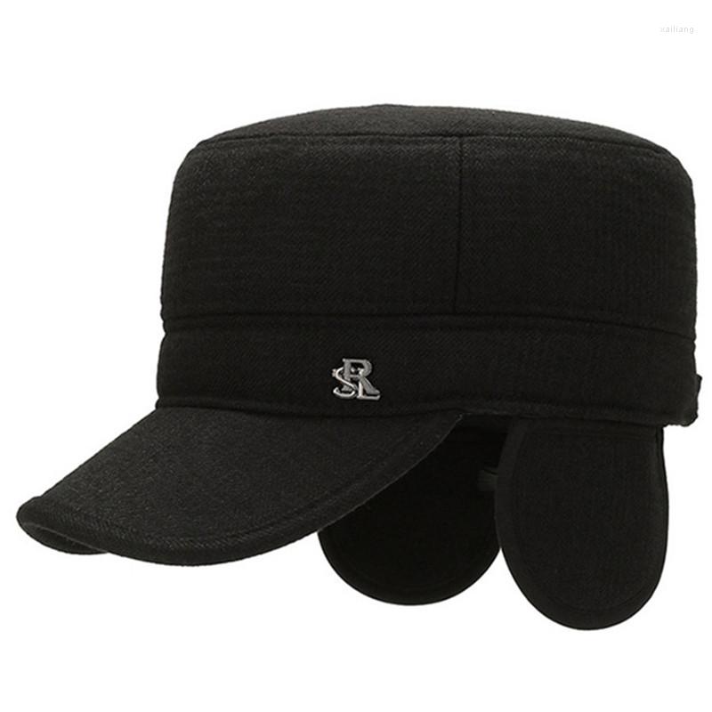 

Berets 2022 Winter Warm Plush Thickening Military Hats Flat Caps For Men Cold Proof Earmuffs Male Trucker Hat, Color-6