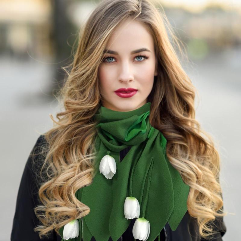 

Scarves Women Winter Fleece Soft Scarf Shawl Stereoscopic Flowers Long And Wrap Head Men Bandana Headshawl