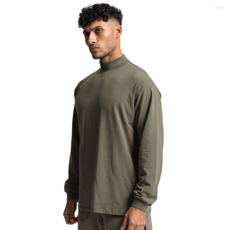 

Men's Hoodies Autumn Casual Men Cotton Sweatshirt Gym Fitness Sportswear Male Solid Turtleneck Pullover Tops Running Training Clothing, Black