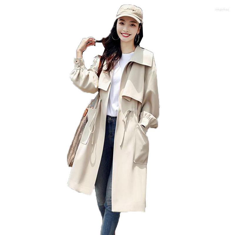 

Women's Trench Coats Casaco Feminino Lining Women's Chic Windbreaker Overcoat Spring Autumn Jackets Fashion Thin British Waist, Fruit green