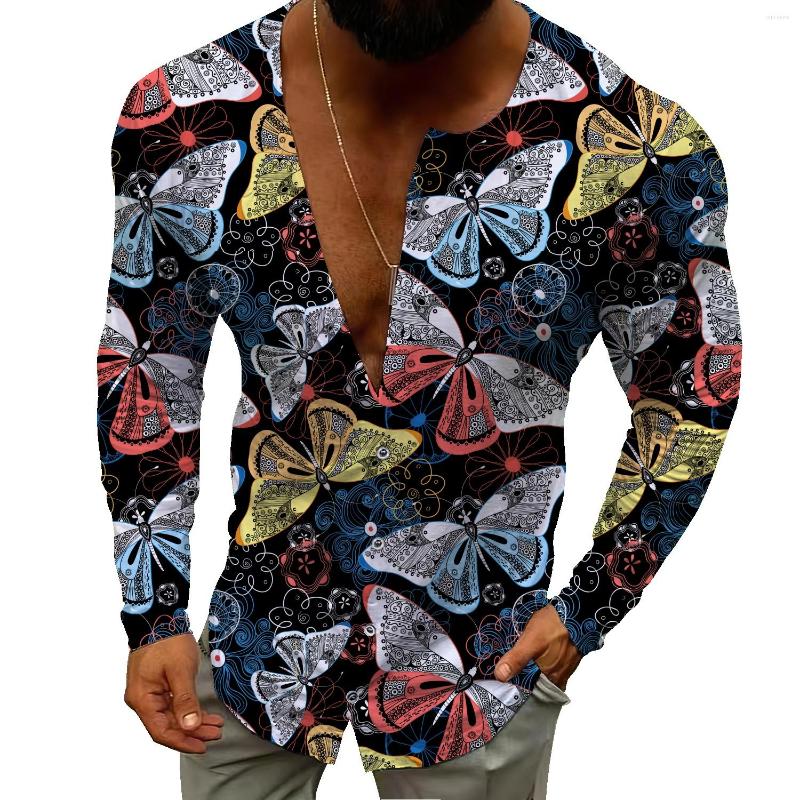 

Men's Casual Shirts Butterfly Autumn And Winter Knitted Sweater Printing Men's 2022 Loose Personality Single-breasted Cardigan Jacket, Black