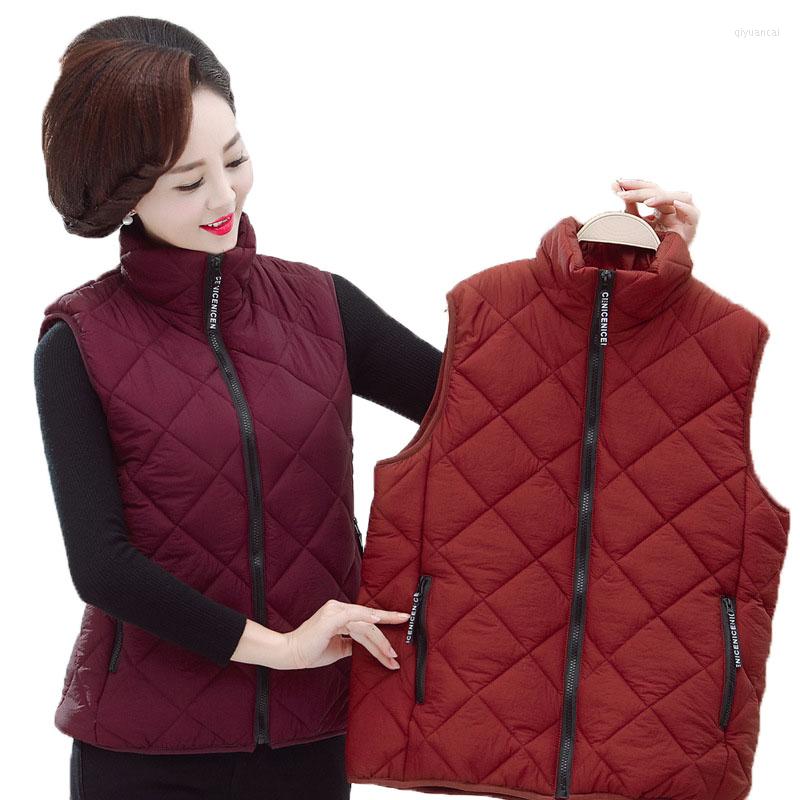 

Women's Vests Middle-aged And Elderly Women's Cotton Vest Autumn Winter Waistcoat Jackets Short Sleeveless Down Warm Coats Outwear W103, Black