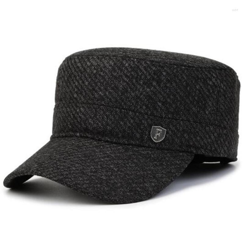 

Berets Trucker Hats 2022 Winter Plus Fluff Thickening Warm Military Hat Flat Caps For Men Snapback Cap Cycling Cold-proof Earmuffs, Color-2