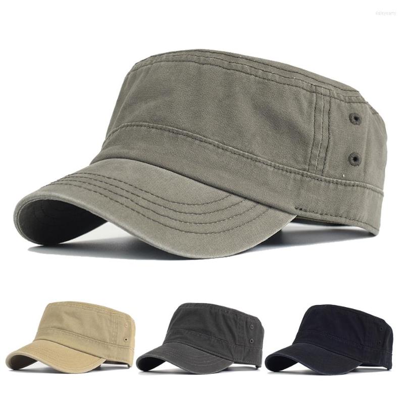 

Berets High Quality Washed Cotton Flat Top Hat Casual Military Caps Men Women Cadet Army Cap Unique Design Vintage Adjustable, Black