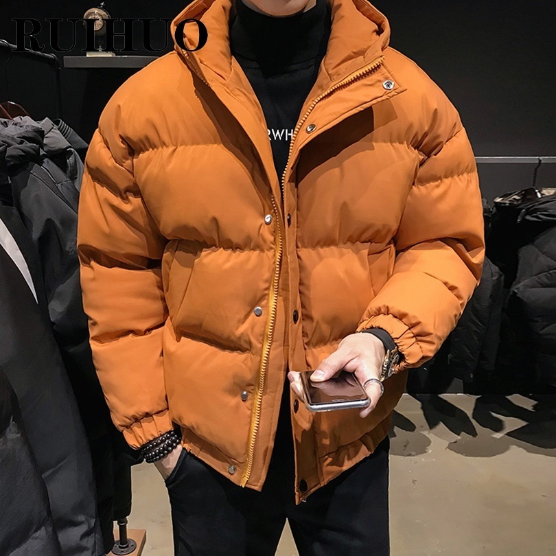 

Men s Down Parkas RUIHUO Solid Hooded Men Jacket Winter Puffer Mens Jackets And Coats M 3XL Autumn Arrivals 221206, Yellow