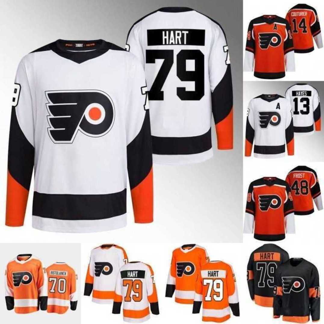

Philadelphia Carter Hart Flyers 2022 Reverse Retro Jersey Tony DeAngelo Sean Couturier Ivan Provorov Rasmus Ristolainen Kevin Hayes Morgan Frost Scott Laughton, Youth