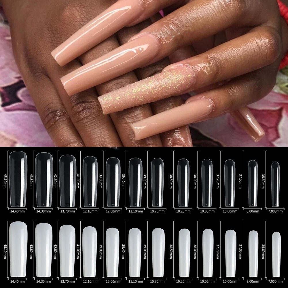 

Nail Practice Display 504pcsBag XXL No CCurve Ballerina Square Nail Art Tips Super Long Press On Nails ClearNatural Full Cover 2XL Fake False Nail 221206