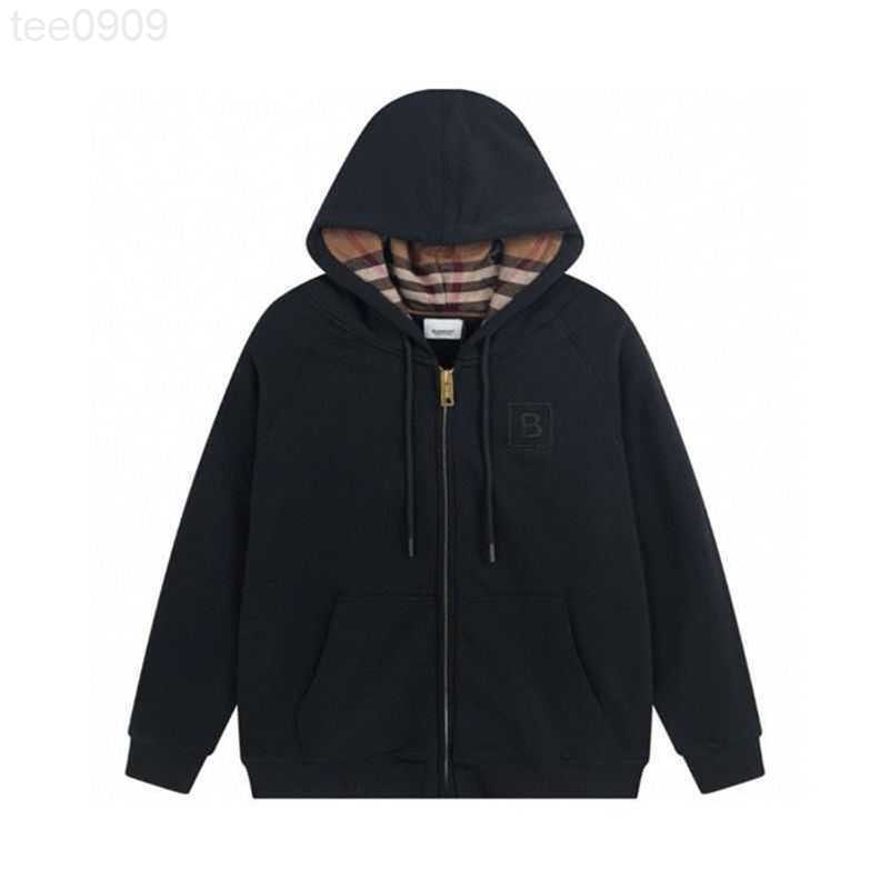

Designer burbrerys hooded hoodies Correct version BBR hoodie 2022ss autumn winter lining plaid High quality hoodies sweater for men and women Size xl, Black