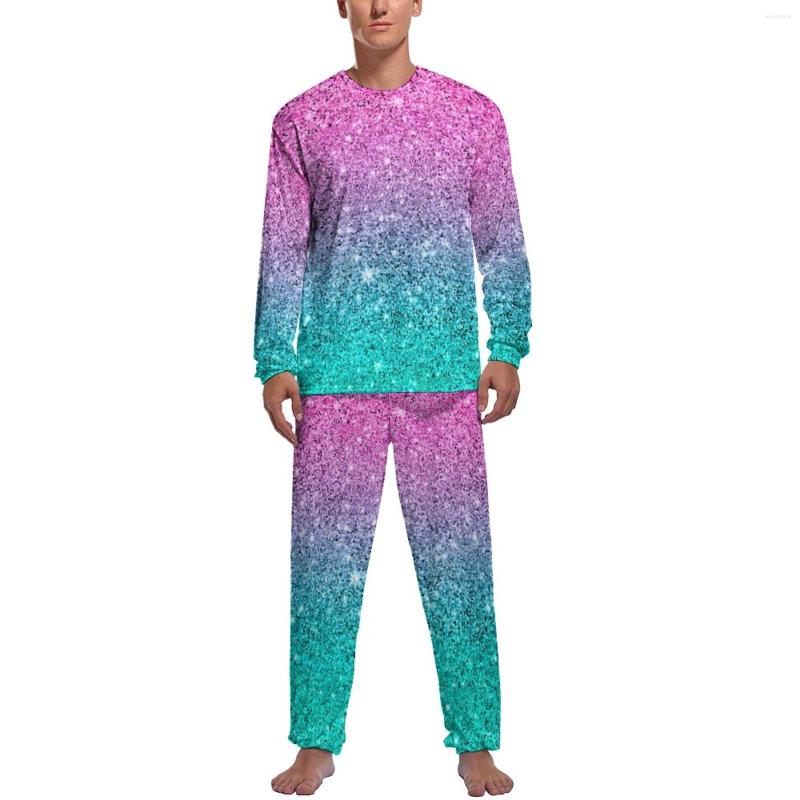 

Men' Sleepwear Glitter Pajamas Abstract Sparkles Print Male Long Sleeve Cool Pajama Sets 2 Pieces Leisure Autumn Printed Gift, Style-2