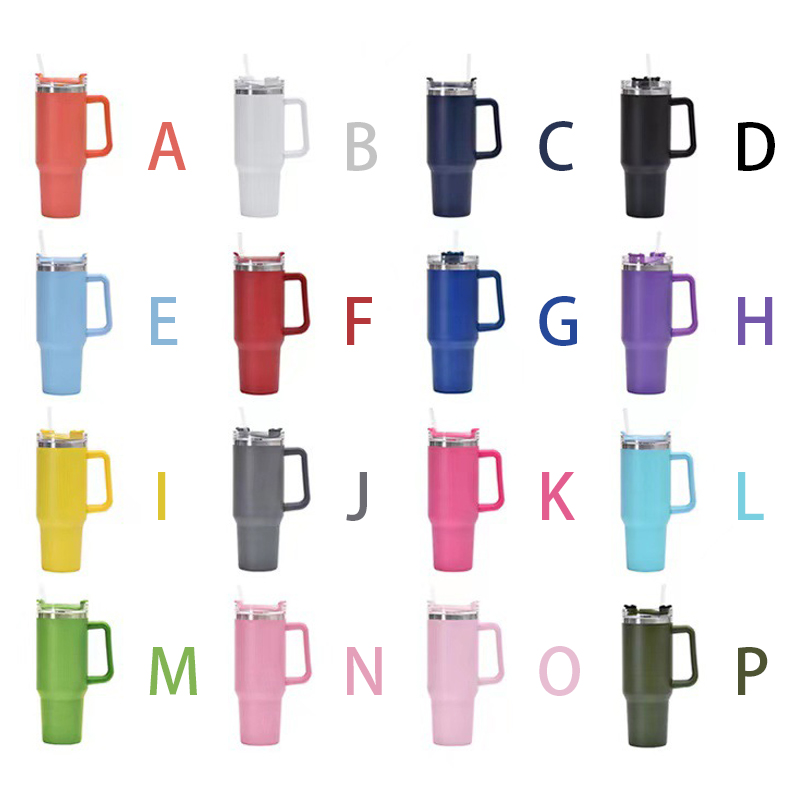 

Wholsale 40oz Handle Car Tumblers With Lids&Plastic Straws 1200ml Stainless Steel Water Bottles Colorful Drinking Cups Double Wall Insulated Tumbler A12