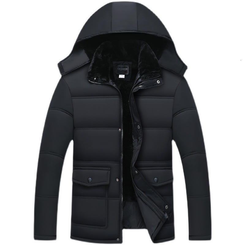 

Men s Down Parkas Winter Thickening Warm Coat Jacket Fashion Hooded Windproof 221206, Black