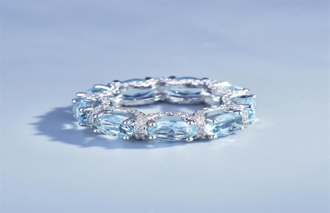 

Fashion Jewelry Ring Microset full of diamonds Aquamarine Rings Galaxy Princess Lace Treasure Bracelet Colorful Treasure3453373