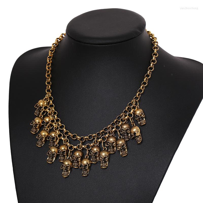 

Pendant Necklaces Vintage Multiple Skull Pendants Statement For Women Boho Colar Maxi Accessories Jewelry Gift Bijoux