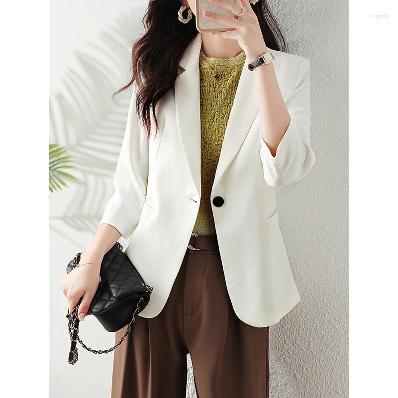 

Women' Suits Spring Summer Fashion Causal White Blazer Women Jacket Office Female Work Uniform OL Styles, Black