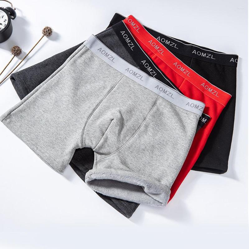 

Underpants Men Fleece Boxer Briefs Winter Warm Underwear Stretch Breathable Male Trunk Shorts Comfort Man Casual Panties -3XL, Black