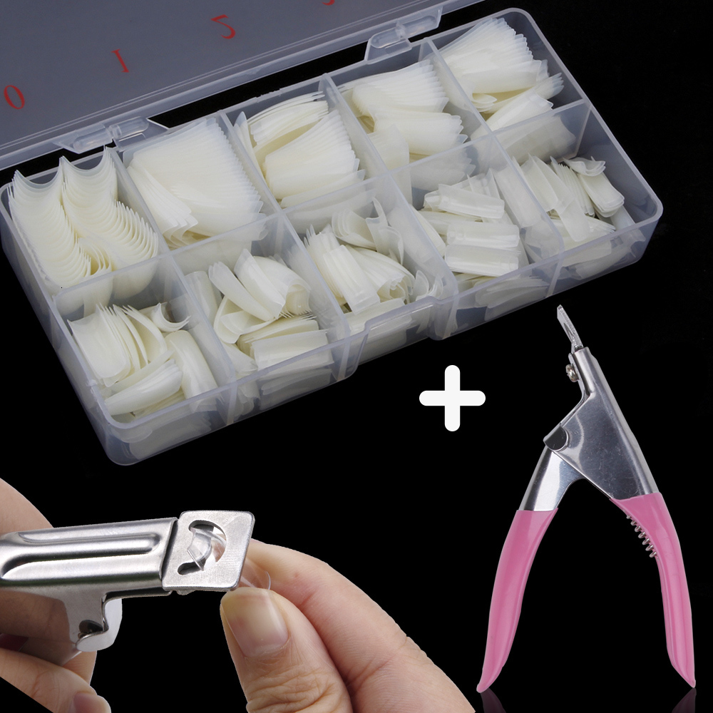 

Nail Practice Display 500pcsBox Coffin Nail Tips With Nails Capsule Cutter Acrylic Tips Set Clear French Full Cover Manicure False Nails Art Salon 221206