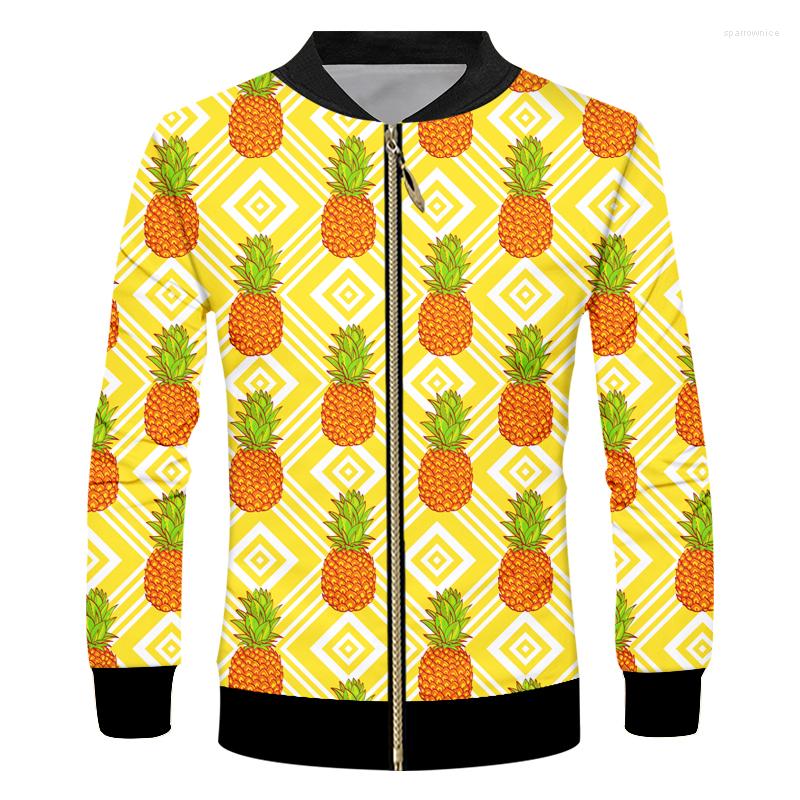 

Men' Jackets OGKB Men Jacket Zipper Fruits Orange Pineapples Print 3d Men' Women' Long Sleeves Coats Casual Overdress Drop