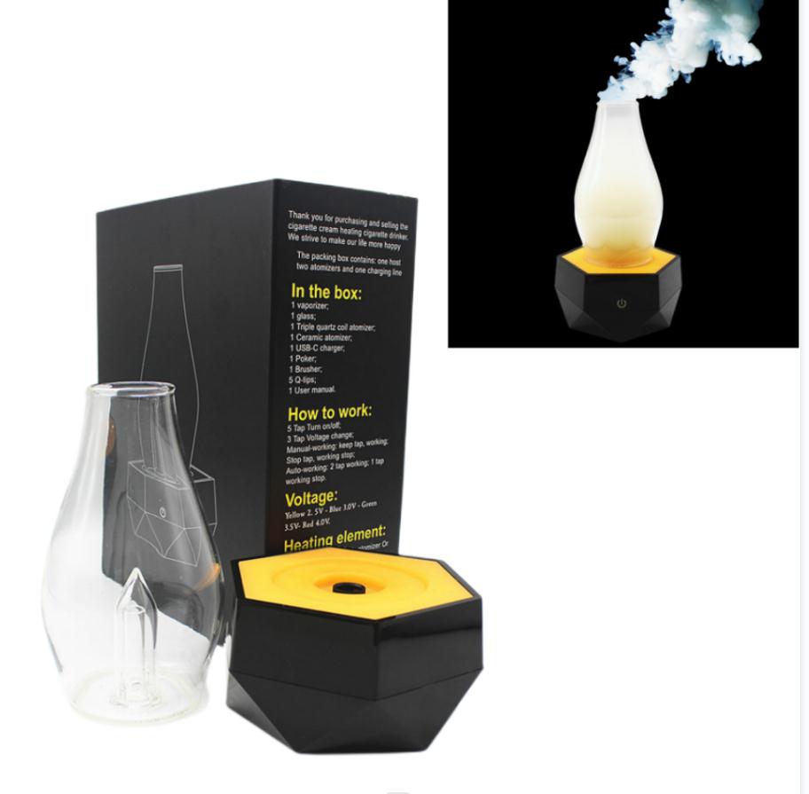 

Bong Hookah set with light charging base vaporizer wax oil electric dab rigs water bongs Electronic atomizer USB glass device