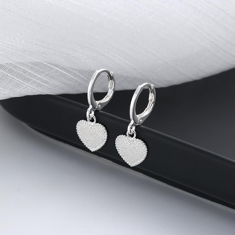 

Dangle Earrings CIAXY Silver Color Heart-shaped For Women Personality Starlight Sand Design Love Ear Buckle Jewelry