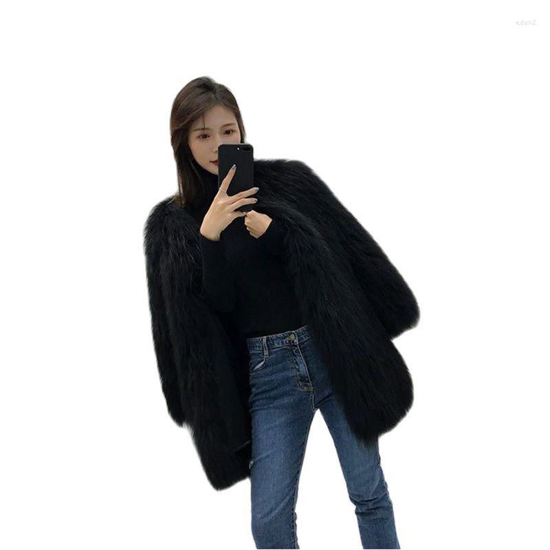 

Women' Fur Lmitation Coat Womens Long Winter Loose Trend Young Fashion Slim Temperament Warm Mao Women' Tide, Black