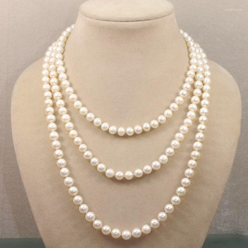 

Chains Wholesale Grade 7-8mm White Pink Black Natural Akoya Pearl Necklace 50"