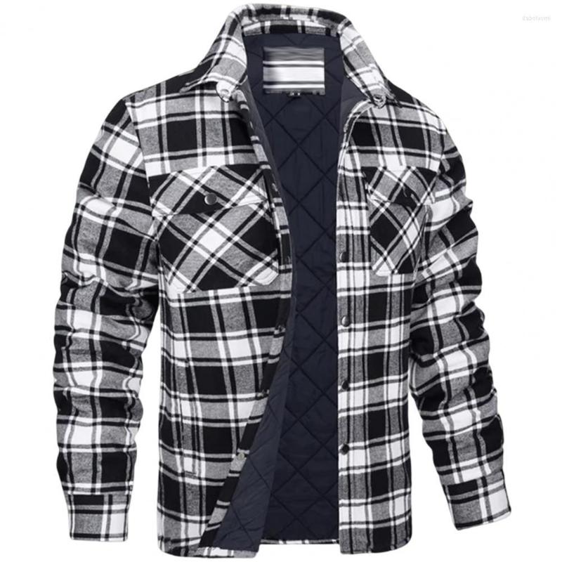 

Men's Jackets Winter Plaid Cotton Mens Long Sleeve Quilted Lined Flannel Shirt Jacket Multi-Pockets Outwear Hiking Coats Tops, Green