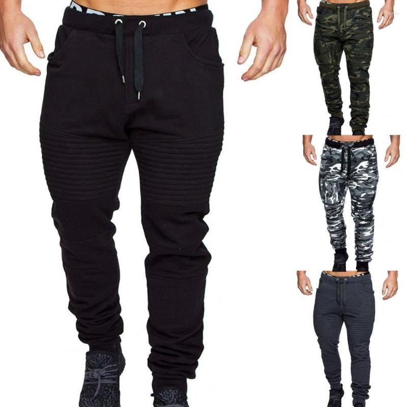 

Men's Pants Solid Color Trendy Young Style Men Sweatpants Elastic Waist Long For Work, Army green