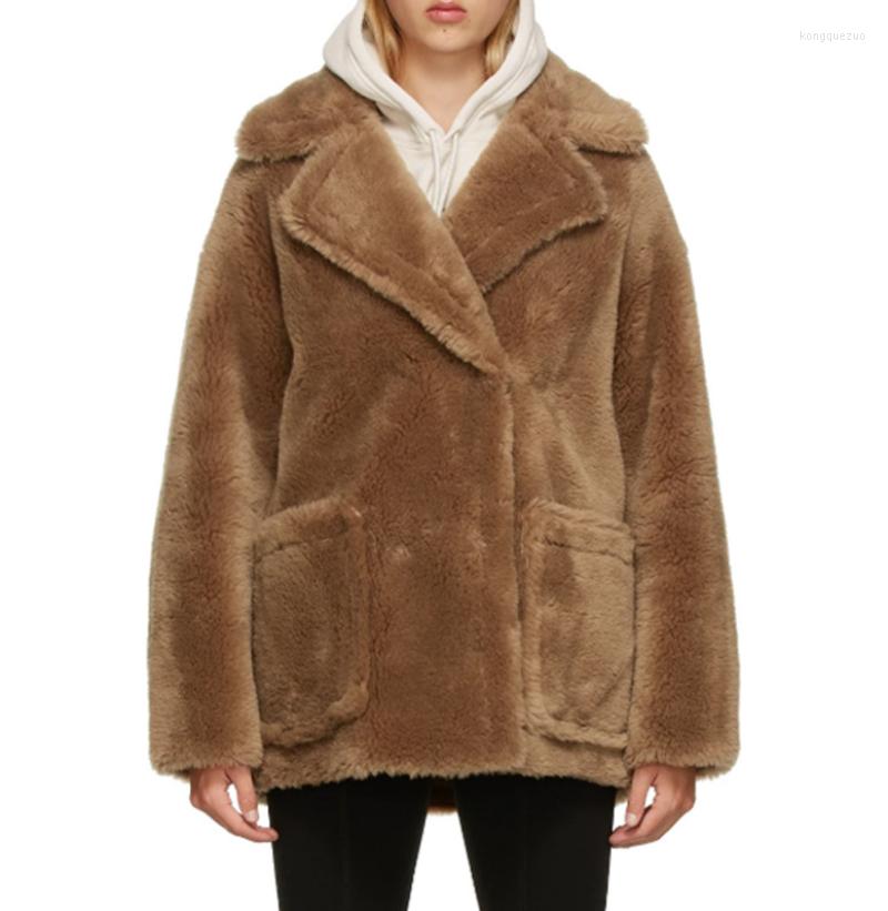 

Women' Fur Vintage Winter Autumn Jackets Lady Warm Overcoat Women Clothes Faux Wool Teddy Coat Female Thick Abrigo Mujer, Picture shown