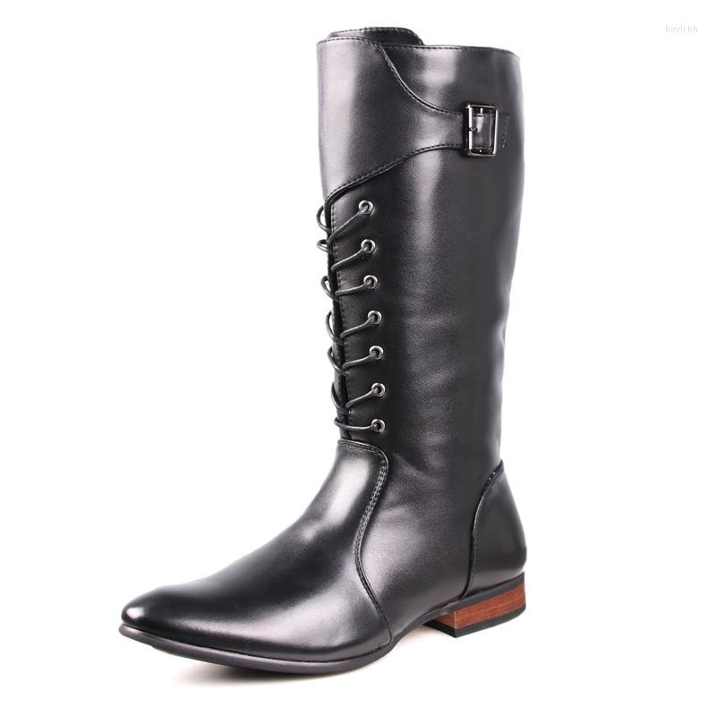 

Boots Men Fashion Stage Nightclub Knight Soft Leather Shoes Spring Autumn Cowboy Boot Black Long Botas Masculinas Sapatos Hombre