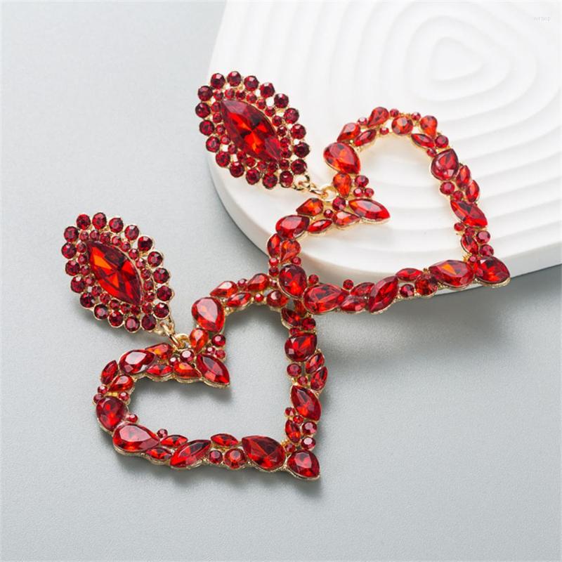 

Dangle Earrings Fashion Boho Colorful Heart Crystal For Women 2022 Luxury Rhinestone Drop Ear Studs Long Diamond Ears Jewelry