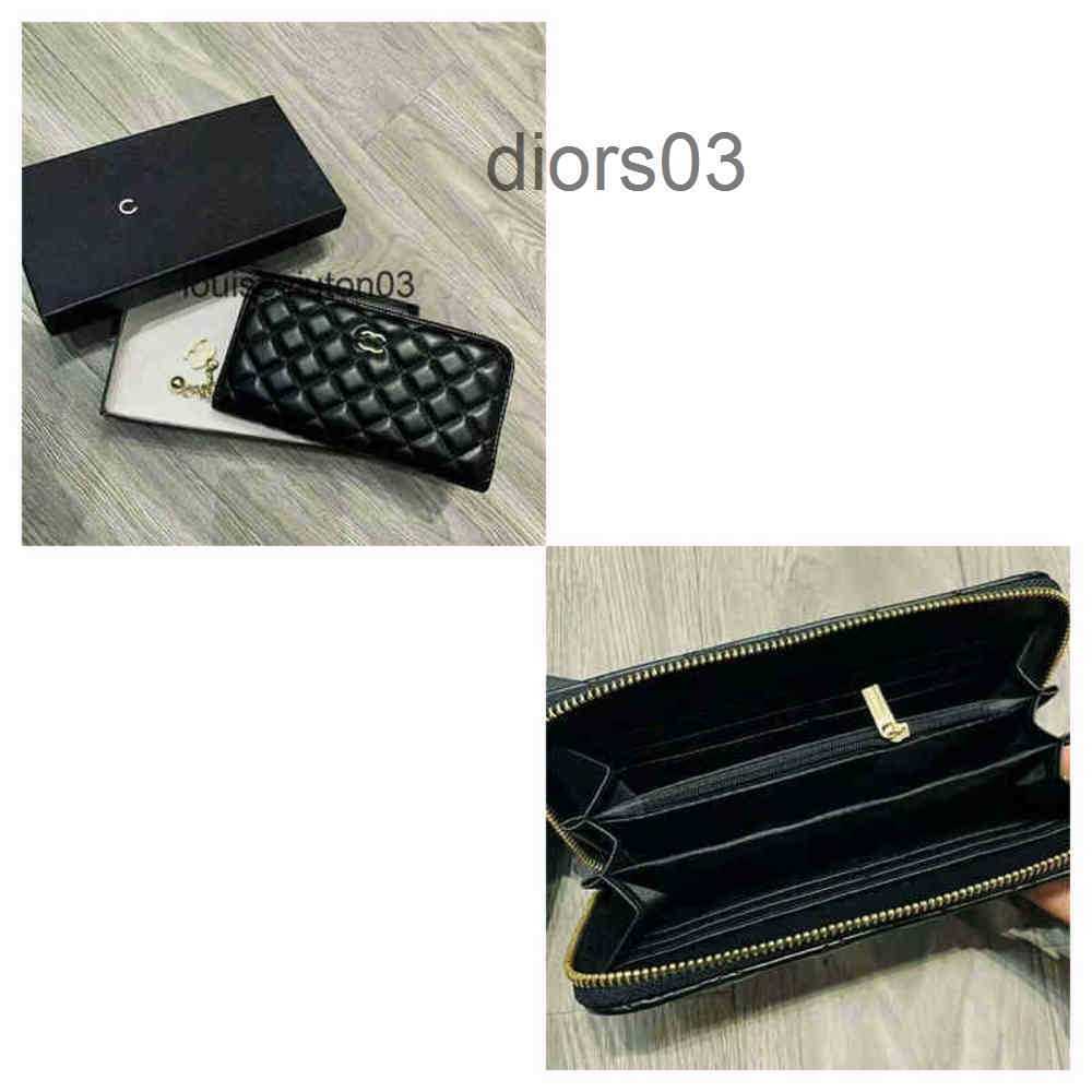 

Handbag Channel Bag Wallet Womens Mens Casual Fashion New Long Soft Leather Zipper Lingge Card Wallet Large Capacity Hand Mobile Phone Bag, Without box