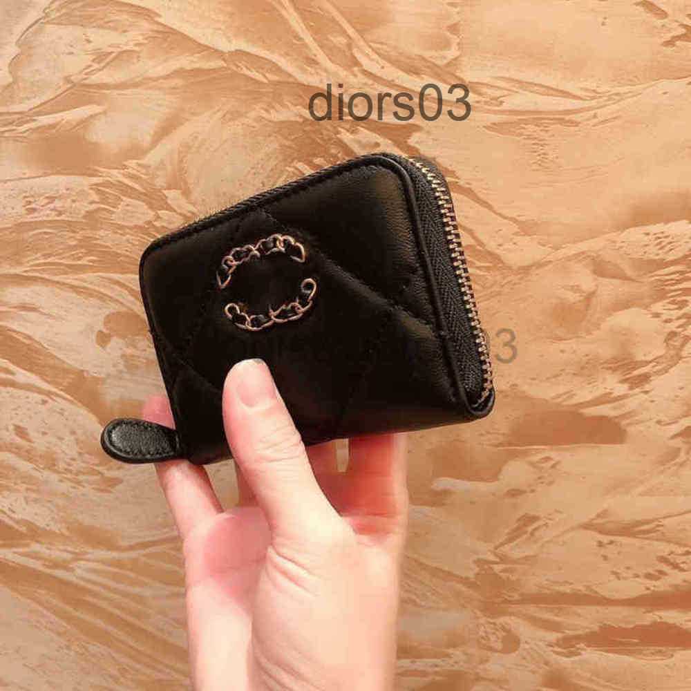 

Luxurious Channel Bag Wallet Handbag Woman Mens Lovers Mini New Chain Multi Card Embroidery Leather Zero Fashion Simple Small Wallet Matching Box, Black