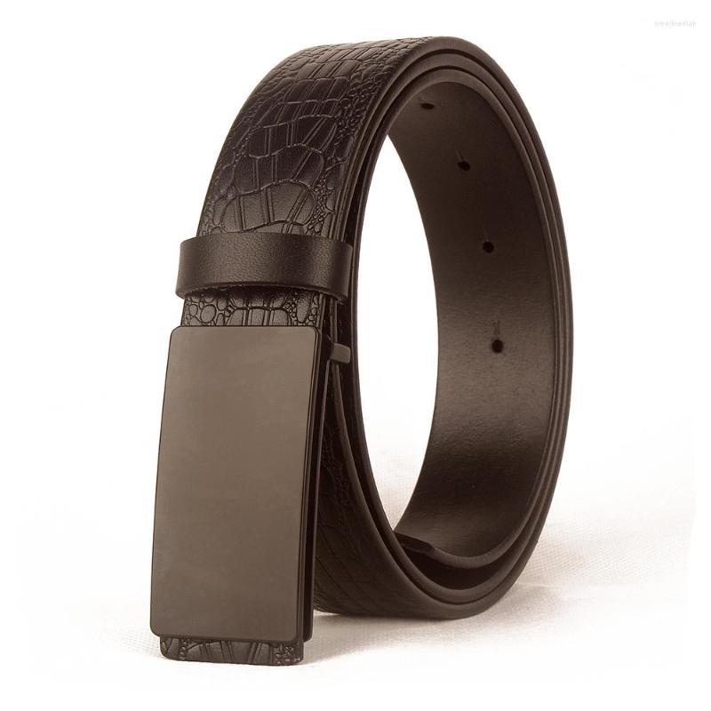 

Belts SLiGOLEEE Men Cow Leather Designer Belt High Quality Ceinture Homme Cinto Masculino Crocodile Cinturones Hombre, Black