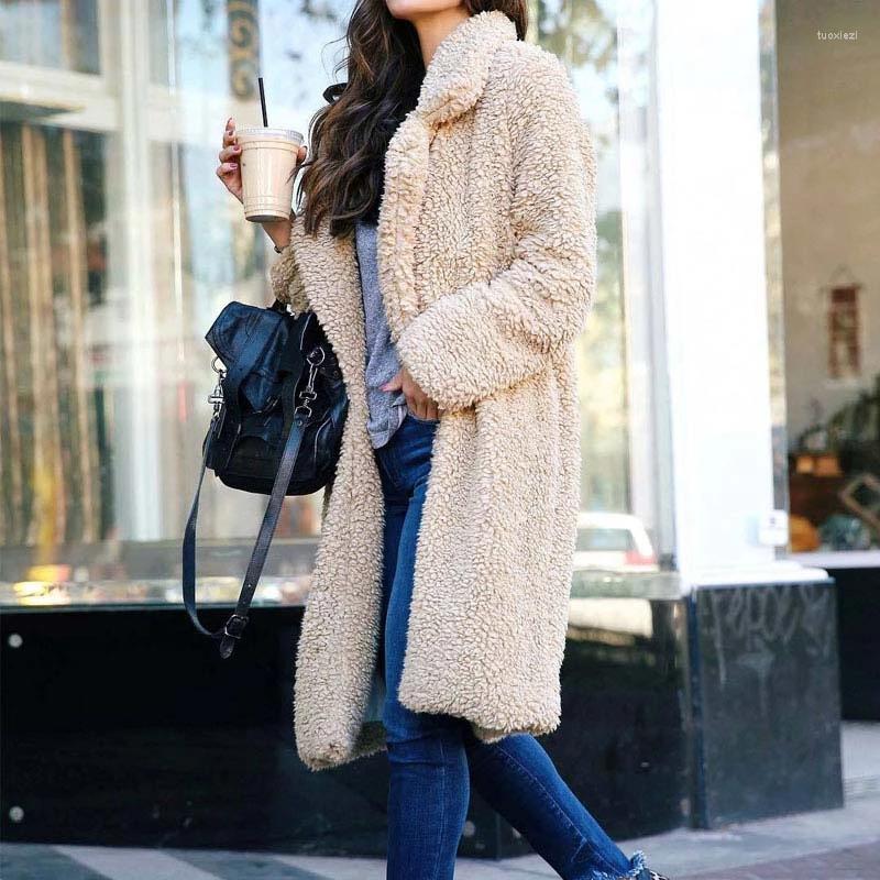

Women' Fur 2022 Autumn Long Winter Coat Woman Faux Women Warm Ladies Teddy Jacket Female Plush Outwear, Khaki