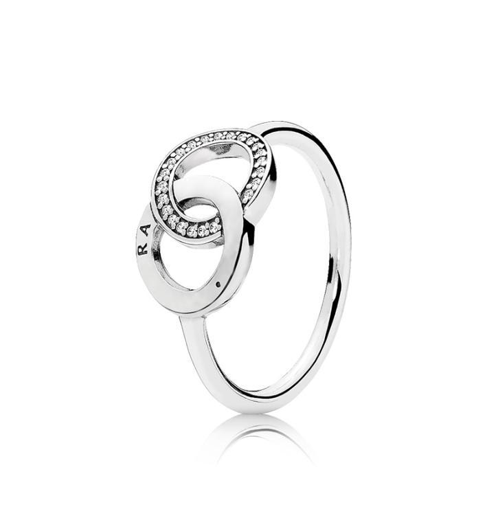

CZ Diamond Double Circles Ring Sets Original Box for Pandora 925 Sterling Silver Women Luxury designer Jewelry Rings2650662