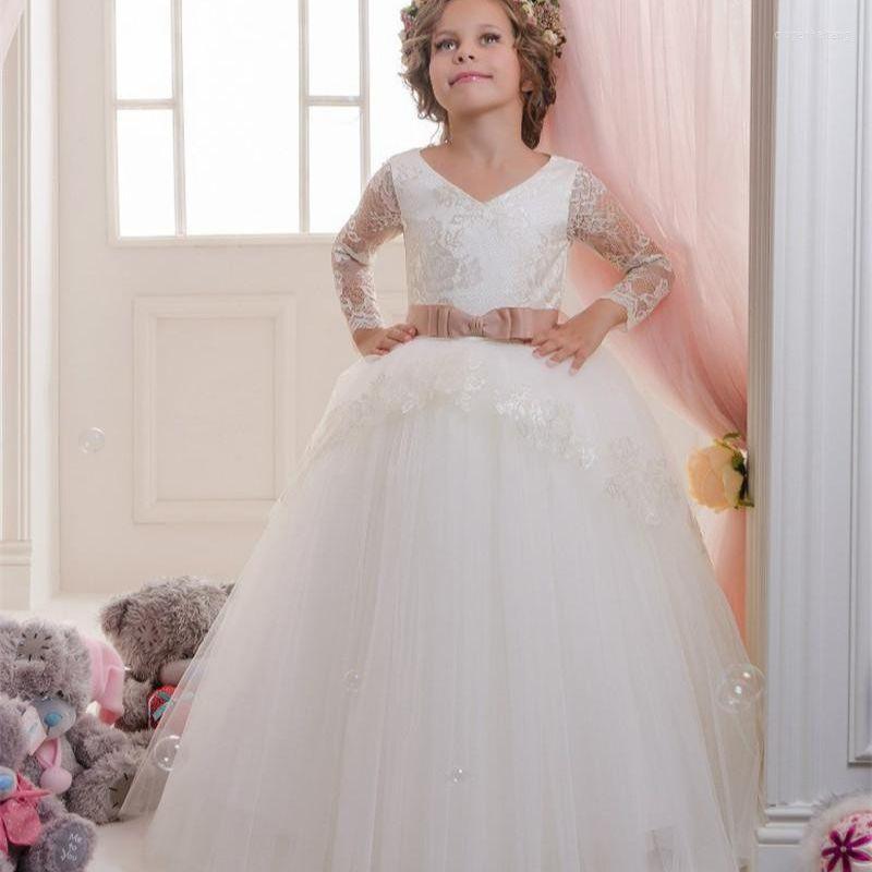 

Girl Dresses Image Lovely Flower For Wedding V Neck Tulle Floor Length Backless Ball Gown Junior Bridesmaid Dress Girls, Black