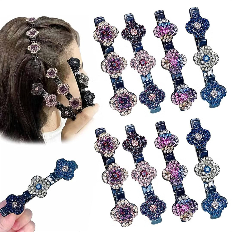 

Popular Rhinestone Dstevens Ribbon Simple Temperament Versatile Side Clips Flat Clip Hairpin Front Hair Clip Factory Direct Sale Kids Accessories, As shown 8 colors