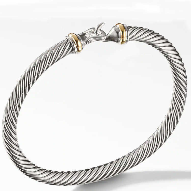 

Wedding Luxury Designer Bracelet 5MM Charm Bracelets Elegant Fashion 18K Gold Plated Couple Holiday Gifts Women Two-color Hook Wire Cable