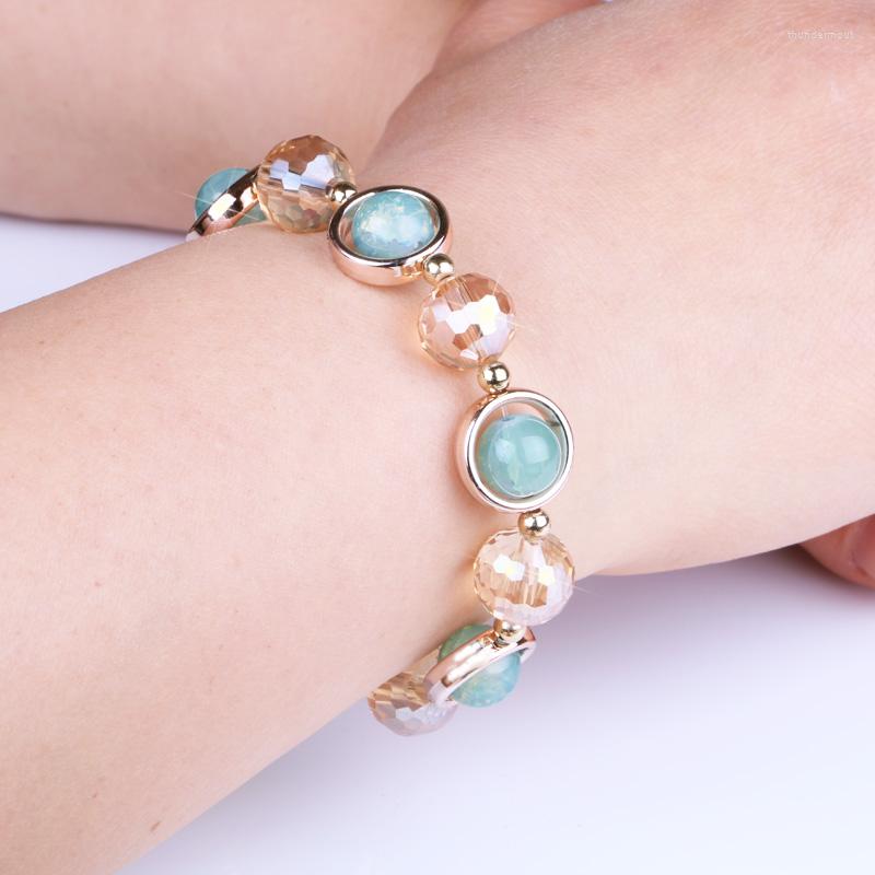 

Charm Bracelets Crystal Beads Elastic For Women Handmade Bangles Birthday Gifts Trendy Fashion Hand Jewelry Accessories 2022