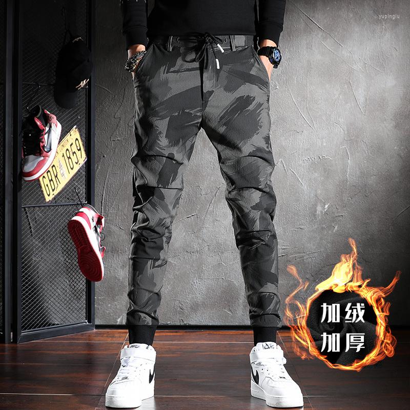 

Men's Pants Camouflage Winter Men's Fleece Casual Fashion Sport Joggers Oversized Slim Warm Trousers, Green