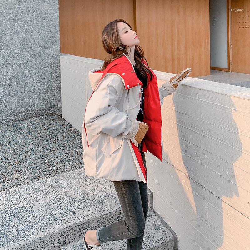 

Women' Down Wear Cotton-padded Coat On Both Sides Female Short Winter Bread Small Man Jacket Tide, Green