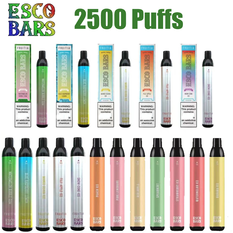 

ESCO BARS Disposable E cigarette 2500 Puffs Vape Pen 25 Flavors 1000mAh Device 6ml Pre-Filled Pods RIPE fruitia edition Vaporizers