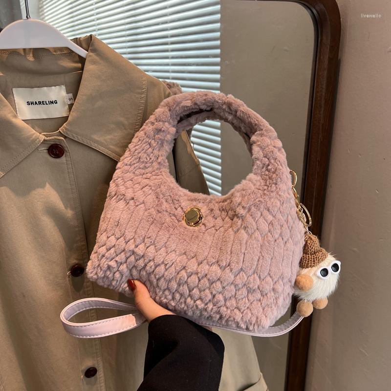 

Evening Bags Vintage Faux Fur Thread Chain Hobos Shoulder Crossbody For Women Handbags And Purses 2022 Brand Designer Messenger Bag, Khaki