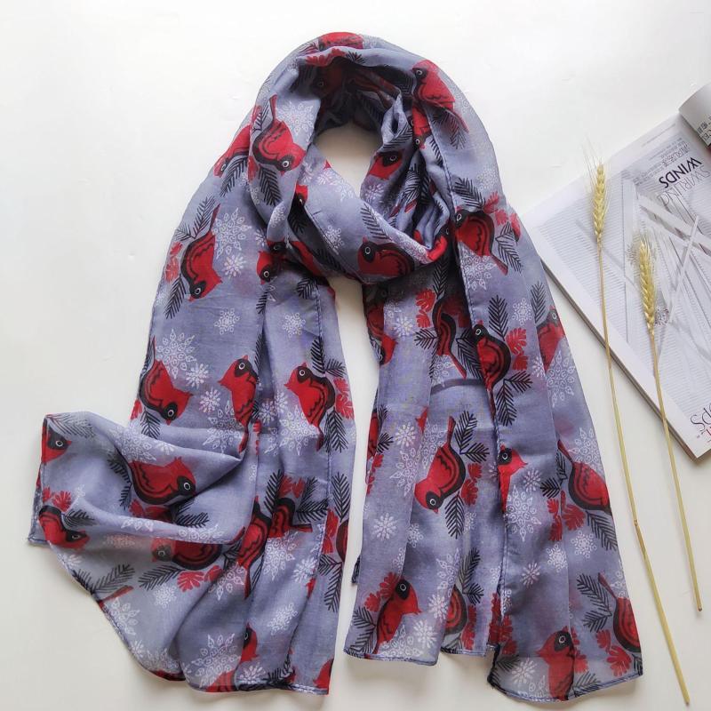 

Scarves Fashion Ladies Shawl Wraps Yellow Branch Bird Magpie Print Scarfs For Women Foulard Femme Gifts
