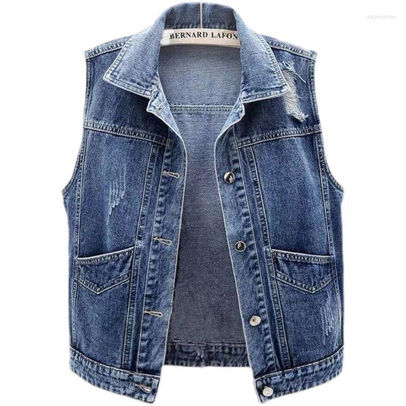 

Women's Vests 2022 Women Spring Sleeveless Women's Jeans Denim Vest Tops For Woman Clothing Female Jacket Coat, Blue