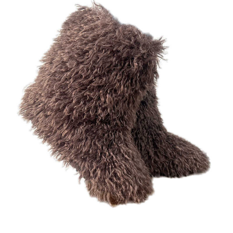 

Casual Sheep Curl Fur Plus Size Women's Student Wool Snow Boots 221207, Light gray