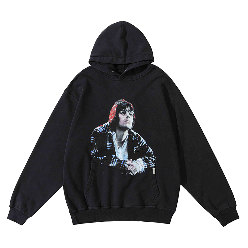

22FW Men' Women Vintage Washed Hoodies Rock Band Printed Hooded Pullover Autumn Winter Terry High Street Trend Fashion Casual Sweater Sweatshirt TJAMMWY15, Black
