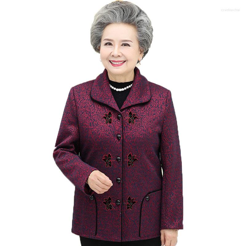 

Women's Jackets 2022 Elderly Women Spring Autumn Coat Casual Long Sleeve Old-age Mother Tops Grandmother Cardigan Jacket 5XL Outerwear, Red