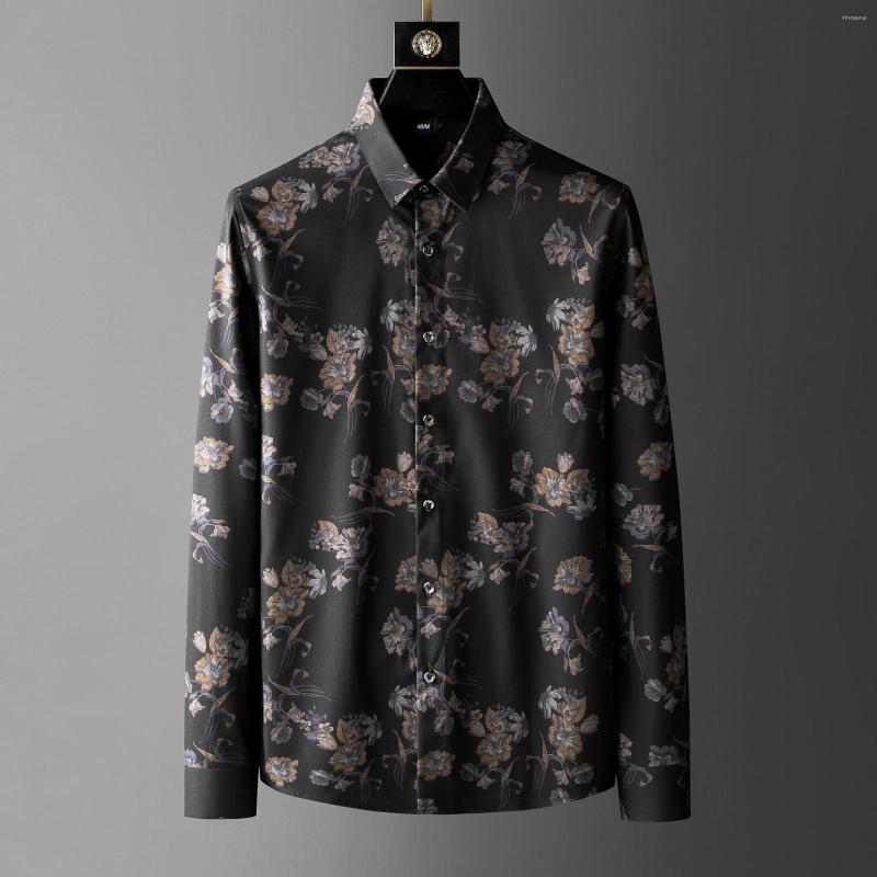 

Men's Casual Shirts 2022 Spring Men's Vintage Flower Business Streetwear Social Party Tuxedo, Picture