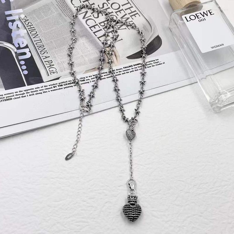 

Chains Fashion Set Auger Hearts S925 Pure Silver Chain Design Feeling Light Luxury Joker Sweater Female